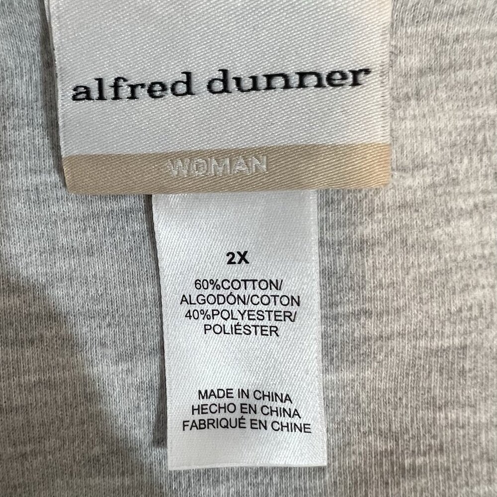 ALFRED DUNNER Woman Top Embellished Chenille Floral Size 2X Gray Long Sleeves - Picture 7 of 10
